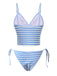 Blue & White 1940s Striped Side Tie Tankini Set - vintage fashion, retro style, pure white