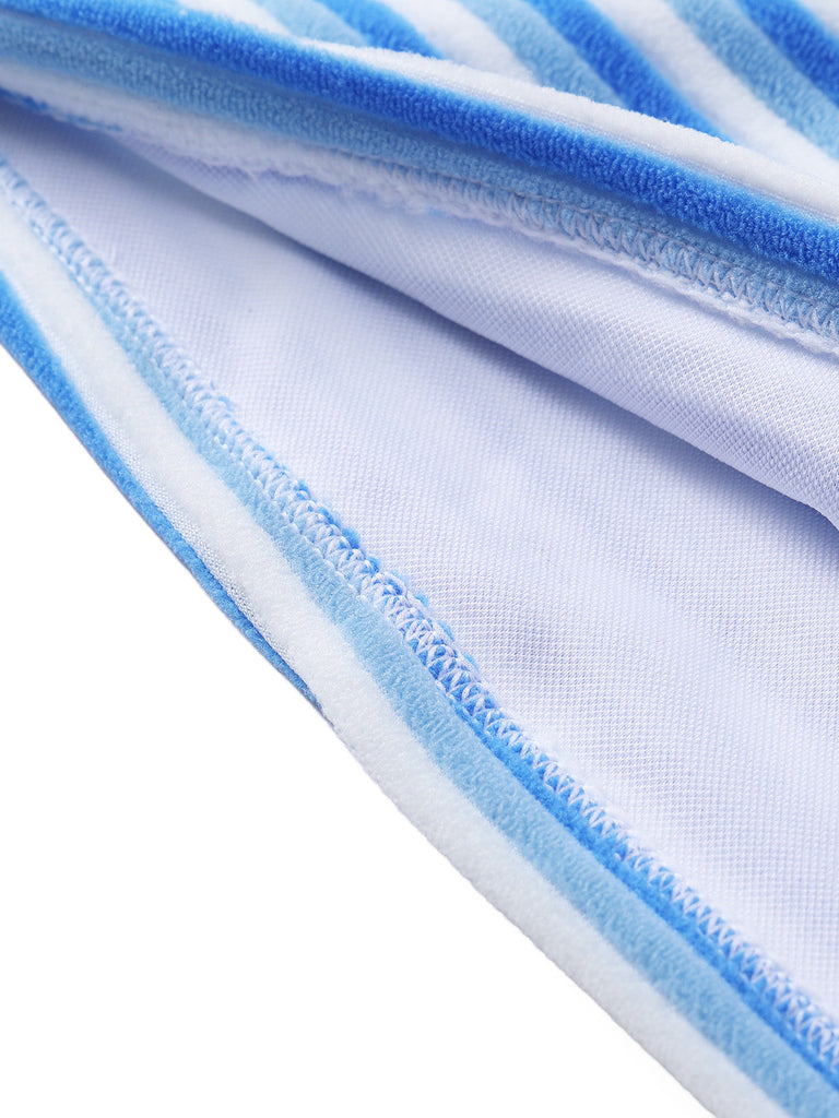 Blue & White 1940s Striped Side Tie Tankini Set - vintage fashion, retro style, pure white