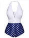 Blue & White 1950s Polka Dots Halter Swimsuit, vintage swimsuit, pin-up swimwear - perfect for women who love vintage and retro fashion