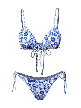 Blue & White 1950s Porcelain Strappy Bikini, vintage swimsuit, pin-up swimwear - perfect for women who love vintage and retro fashion
