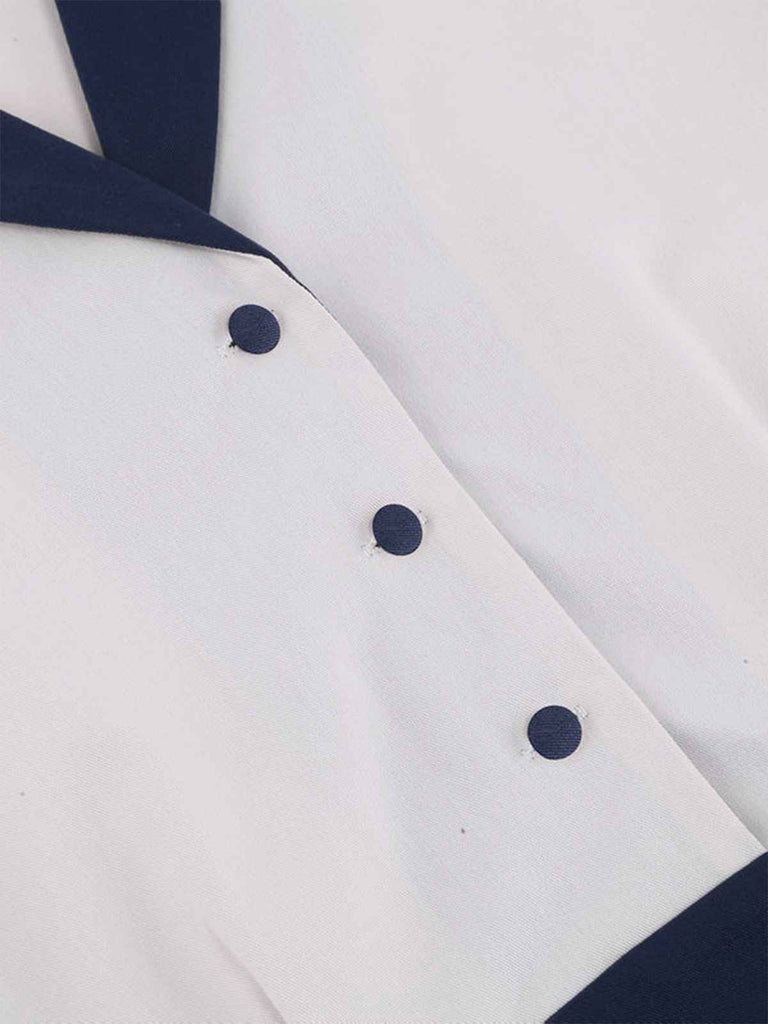 Blue & White 1950s Solid Patchwork Dress — vintage elegance for the modern woman