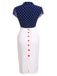 Blue & White 1960s Polka Dot Cap Sleeve Dress, vintage dress, retro fashion - perfect for women who love vintage and retro fashion