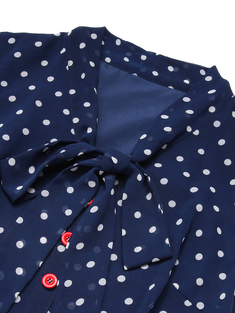 Blue & White 1960s Polka Dot Cap Sleeve Dress, vintage dress, retro fashion - perfect for women who love vintage and retro fashion
