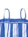 Blue & White 1950s Stripe Spaghetti Strap Midi Dress