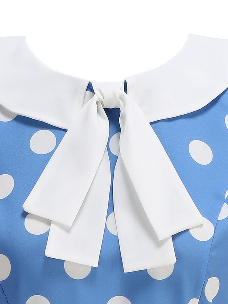 1950s Polka Dot Peter Pan Collar Sleeveless Dress