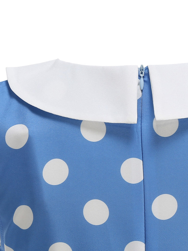 1950s Polka Dot Peter Pan Collar Sleeveless Dress