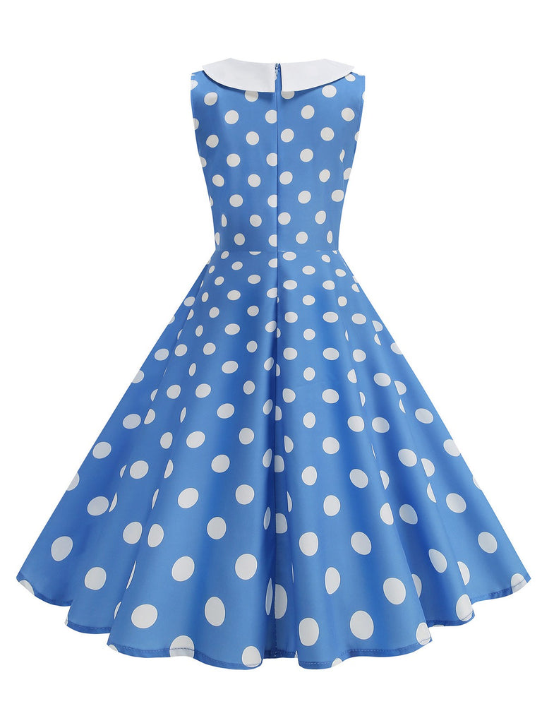1950s Polka Dot Peter Pan Collar Sleeveless Dress