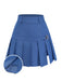 Blue pleated skirt with a close-up of the pleats on a white background