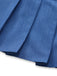 Close-up of blue fabric with pleated texture on a white background