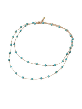 Bohemian Double Layered Turquoise Bead Necklace - vintage jewelry, Art Deco for vintage lovers