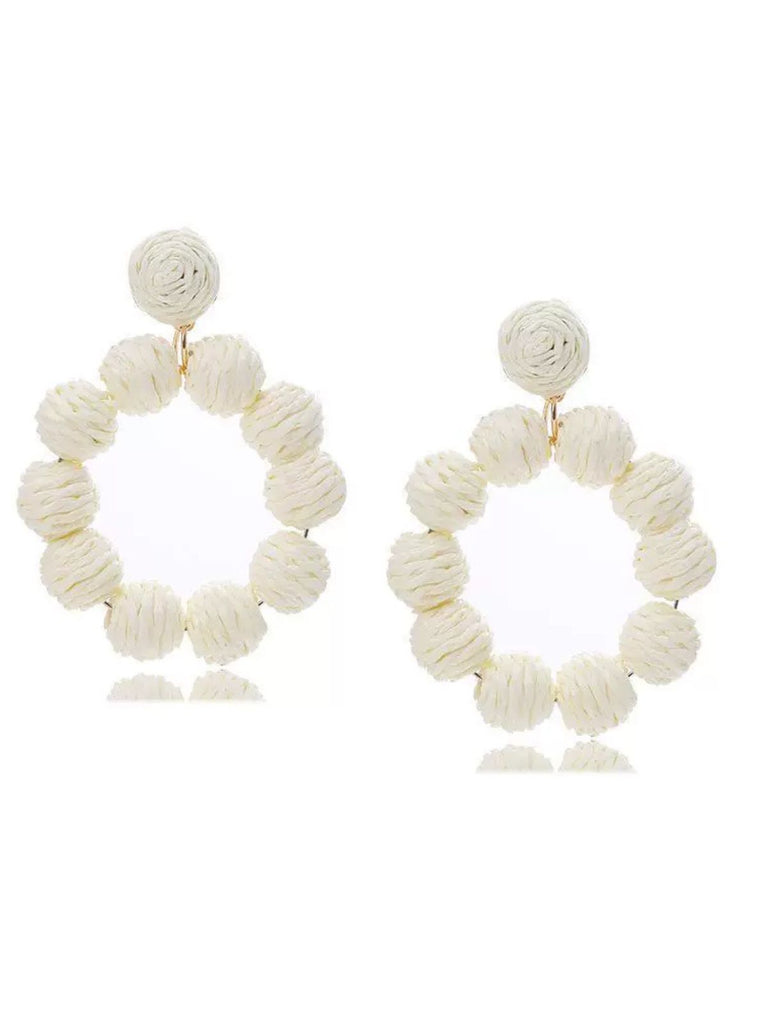 Bohemian Raffia Hoop Statement Earrings - vintage fashion, retro style