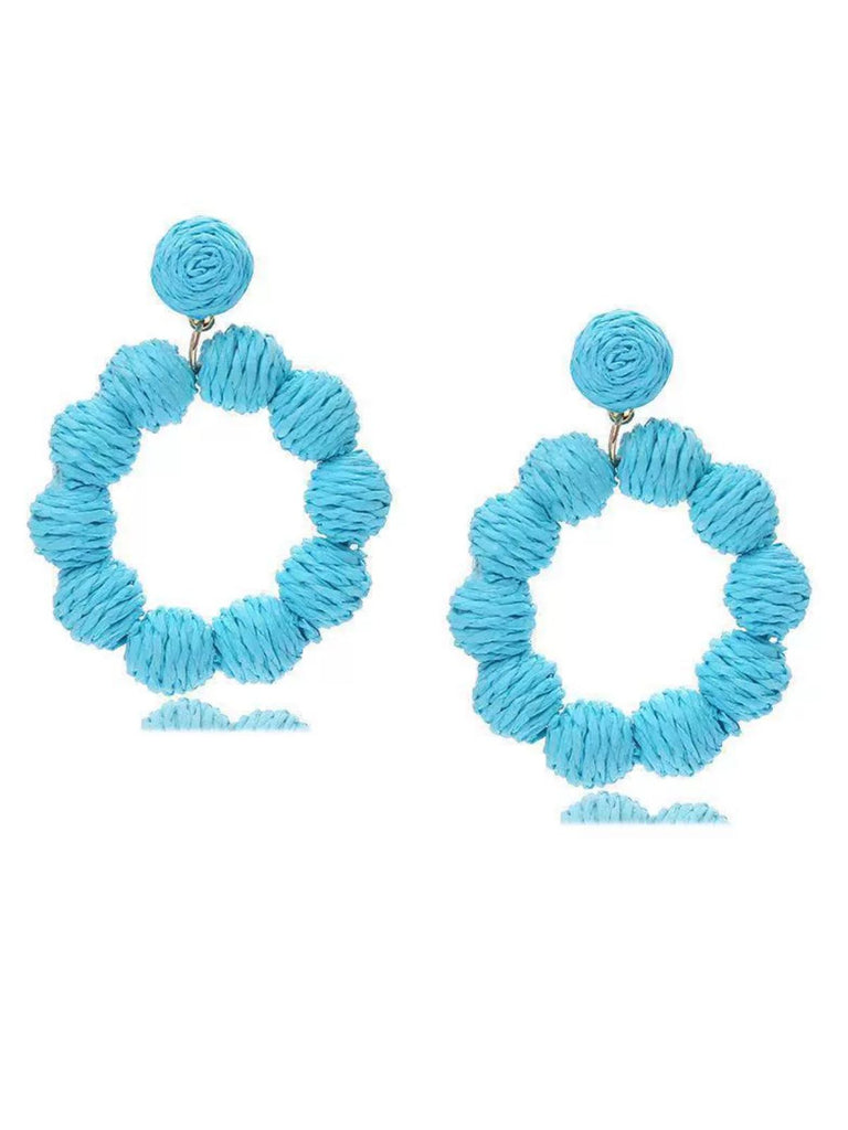 Bohemian Raffia Hoop Statement Earrings - vintage fashion, retro style