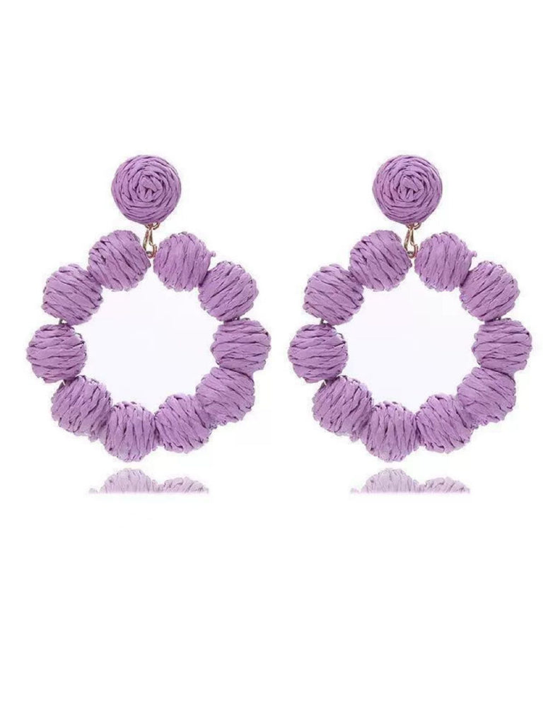 Bohemian Raffia Hoop Statement Earrings - vintage fashion, retro style