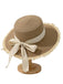 Bow Flat-Top Straw Wide-Brim Sun Hat - vintage fashion, retro style
