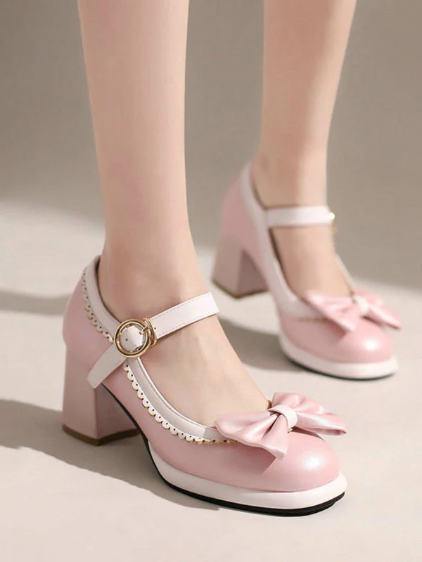 Bowknot Chunky Heels Mary Jane Shoes — vintage elegance for the modern woman