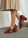 Bowknot Square-Toe Slip On Chunky Heels - vintage shoes, retro heels