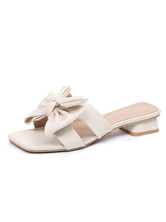She finds her vintage story in this Bowknot Wedge Low Heeled PU Leather Slippers