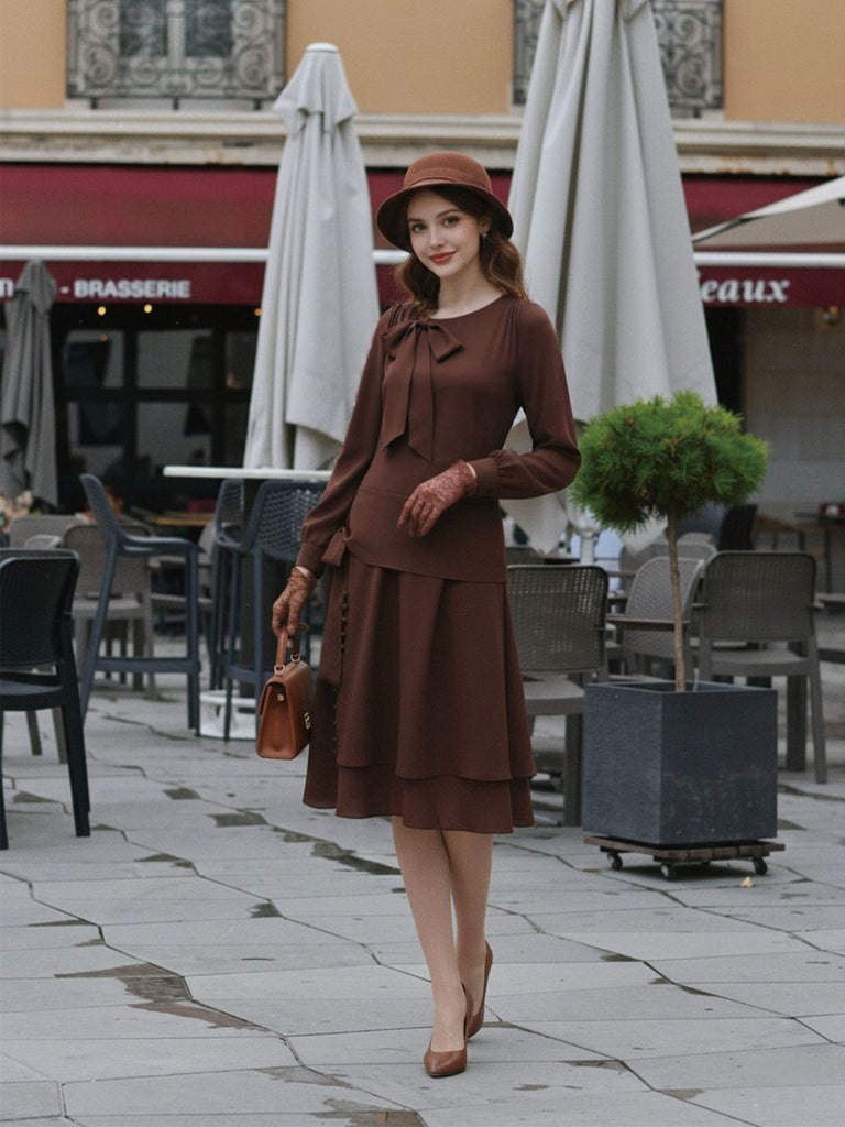 brown retro dress Clementine