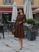 Brown 1920s Bow Tie Belted Waist Dress - vintage dress, retro fashion, Gatsby party