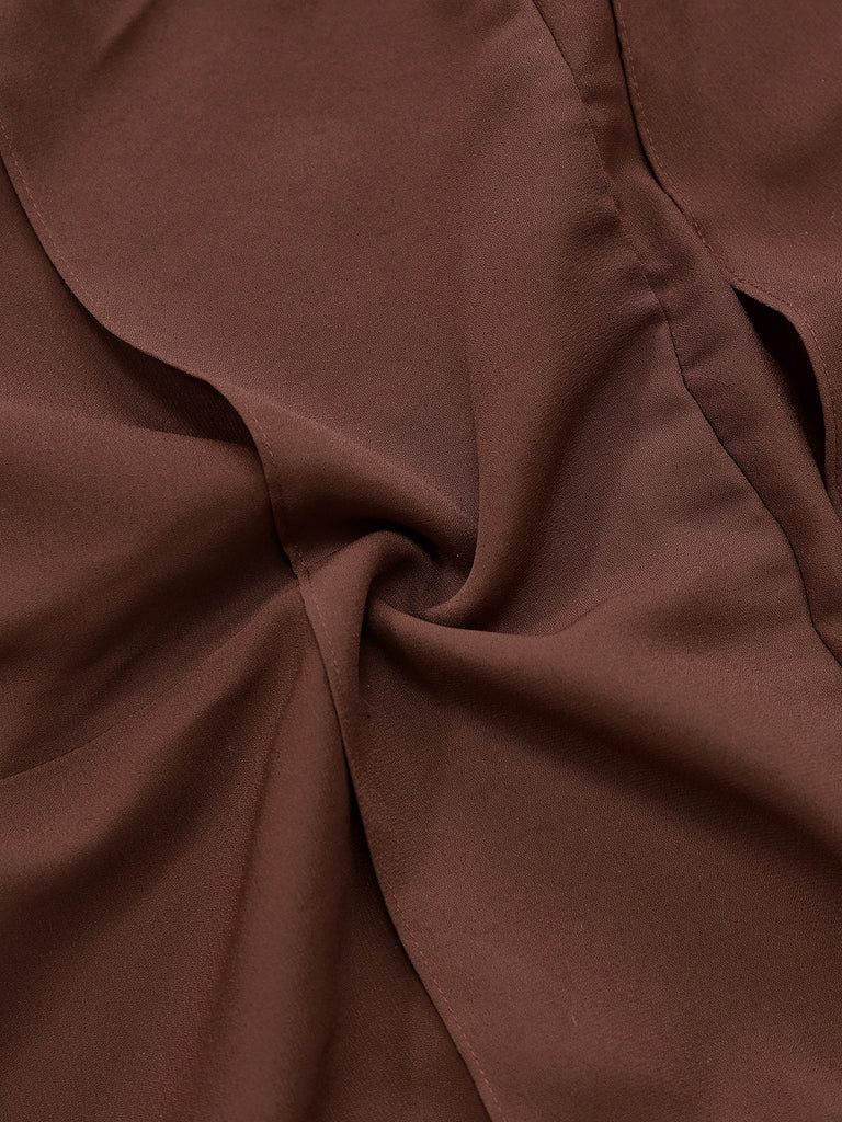 Brown 1920s Bow Tie Belted Waist Dress - vintage dress, retro fashion, Gatsby party