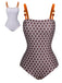 Brown 1930s Beads Straps Polka Dots Reversible Swimsuit, vintage swimsuit, pin-up swimwear - perfect for women who love vintage and retro fashion