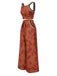 Brown 1930s Botanical Sleeveless Pants Suit, vintage fashion, retro style - perfect for women who love vintage and retro fashion