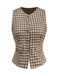 Brown 1930s Gingham Plaids Vest - vintage fashion, retro style