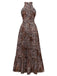 Brown 1930s Leopard Butterfly Round Halter Dress: where 1930s romance meets her modern spirit