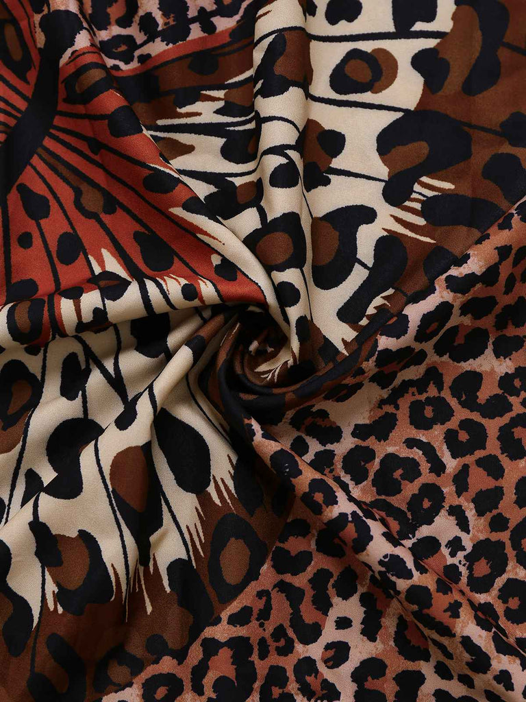 Brown 1930s Leopard Butterfly Round Halter Dress — the kind of 1930s dress that makes strangers smile