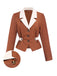 Brown 1940s Color Block Lapel Coat - vintage fashion, retro style