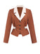 Brown 1940s Color Block Lapel Coat - vintage fashion, retro style