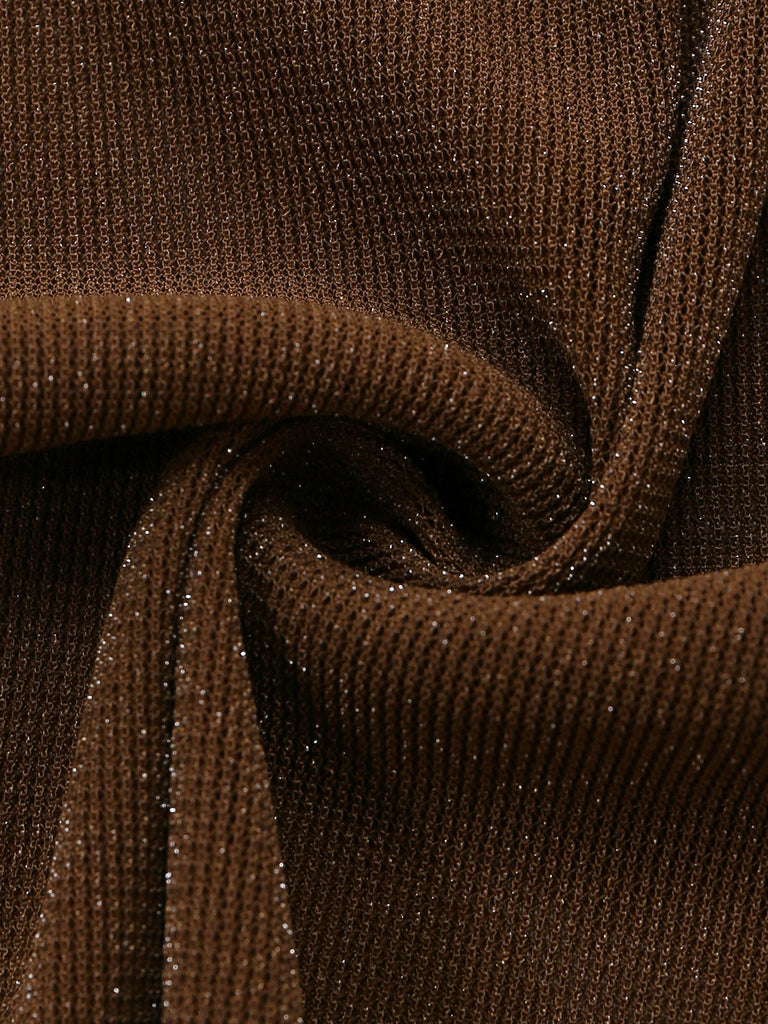 Brown 1940s Halter Solid Cover Up Set - vintage fashion, retro style