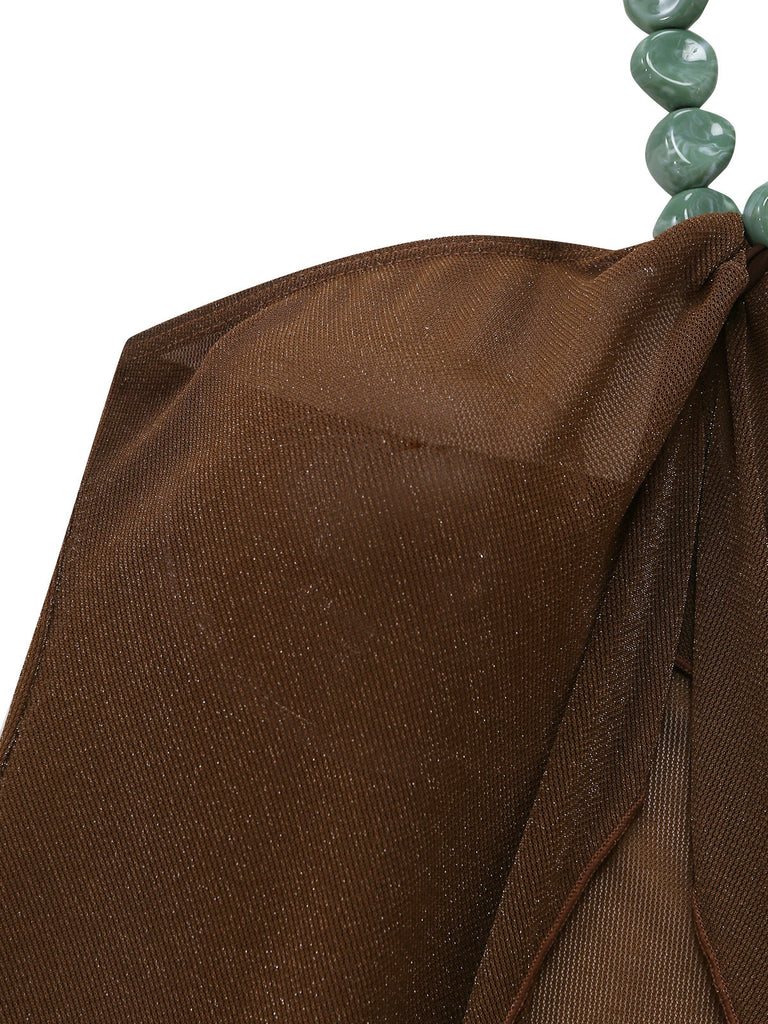 Brown 1940s Halter Solid Cover Up Set - vintage fashion, retro style