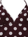 Brown 1940s Polka Dot Deep-V Halter Tankini Set - vintage fashion, retro style