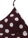 Brown 1940s Polka Dot Deep-V Halter Tankini Set - vintage fashion, retro style