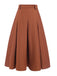 Brown 1940s Solid A-Line Pleated Skirt — because 1940s glamour deserves an encore