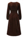 Brown 1940s Solid Lace Patchwork Velvet Dress - vintage dress, retro fashion