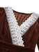 Brown 1940s Solid Lace Patchwork Velvet Dress - vintage dress, retro fashion