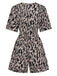 Brown 1940s V-Neck Leopard Satin Bind Romper - vintage jumpsuit, retro fashion