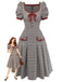 Brown 1950s Bow Houndstooth Pleated Dress - vintage dress, retro fashion, rockabilly