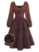 Brown 1950s Gingham Lace-Up Backless Tiered Dress - vintage dress, retro fashion, rockabilly