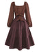 Brown 1950s Gingham Lace-Up Backless Tiered Dress - vintage dress, retro fashion, rockabilly