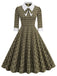 She slips into this Brown 1950s Lapel Bow Decor Plaids Dress and suddenly it's a 1950s daydream