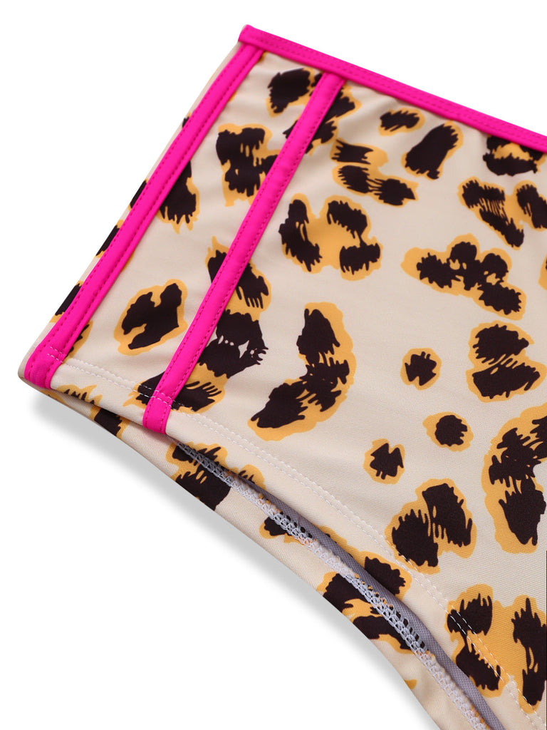 Brown 1950s Leopard Spaghetti Strap Tankini - vintage fashion, retro style