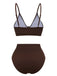 This Brown 1950s Spaghetti Strap Solid Swimsuit carries 1950s vacation dreams in every stitch