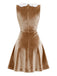 Brown 1960s Christmas Gingerbread Velvet Dress - vintage dress, retro fashion