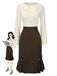 Brown 1960s Contrast Collar Long Sleeve Pencil Dress, vintage dress, retro fashion - perfect for women who love vintage and retro fashion