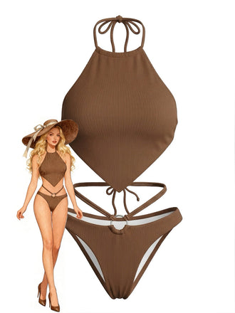 Light Coffee 1960s Tie Bikini Bikini Set