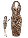 She slips into this Brown 1960s Halter V-Neck Leopard Dress and suddenly it's a 1960s daydream