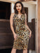 Brown 1960s Halter V-Neck Leopard Dress: where 1960s romance meets her modern spirit